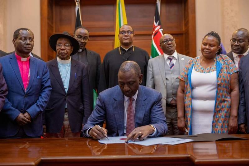File image of President William Ruto with religious leaders at State House Nairobi.